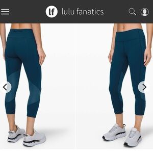 Lululemon Pace Rival Crop 22" with Pockets Sz 8 Night Diver Full On Luxtreme